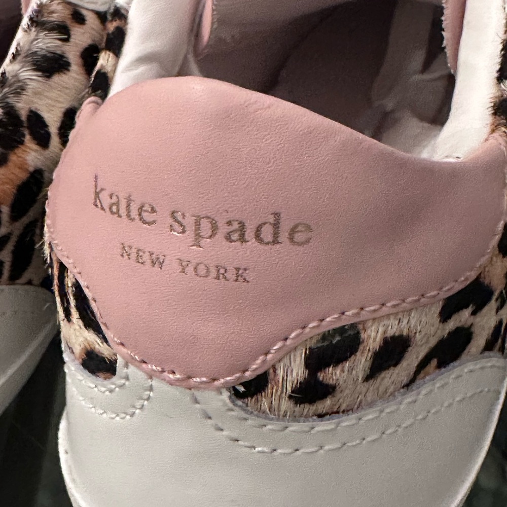 New in Box Kate Spade Ace Pink and Leopard Print Sneakers sz 6 .5 - Picture 13 of 14